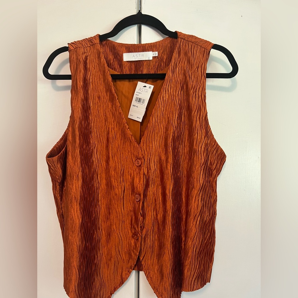 Astr Orange Ruched Tank Top